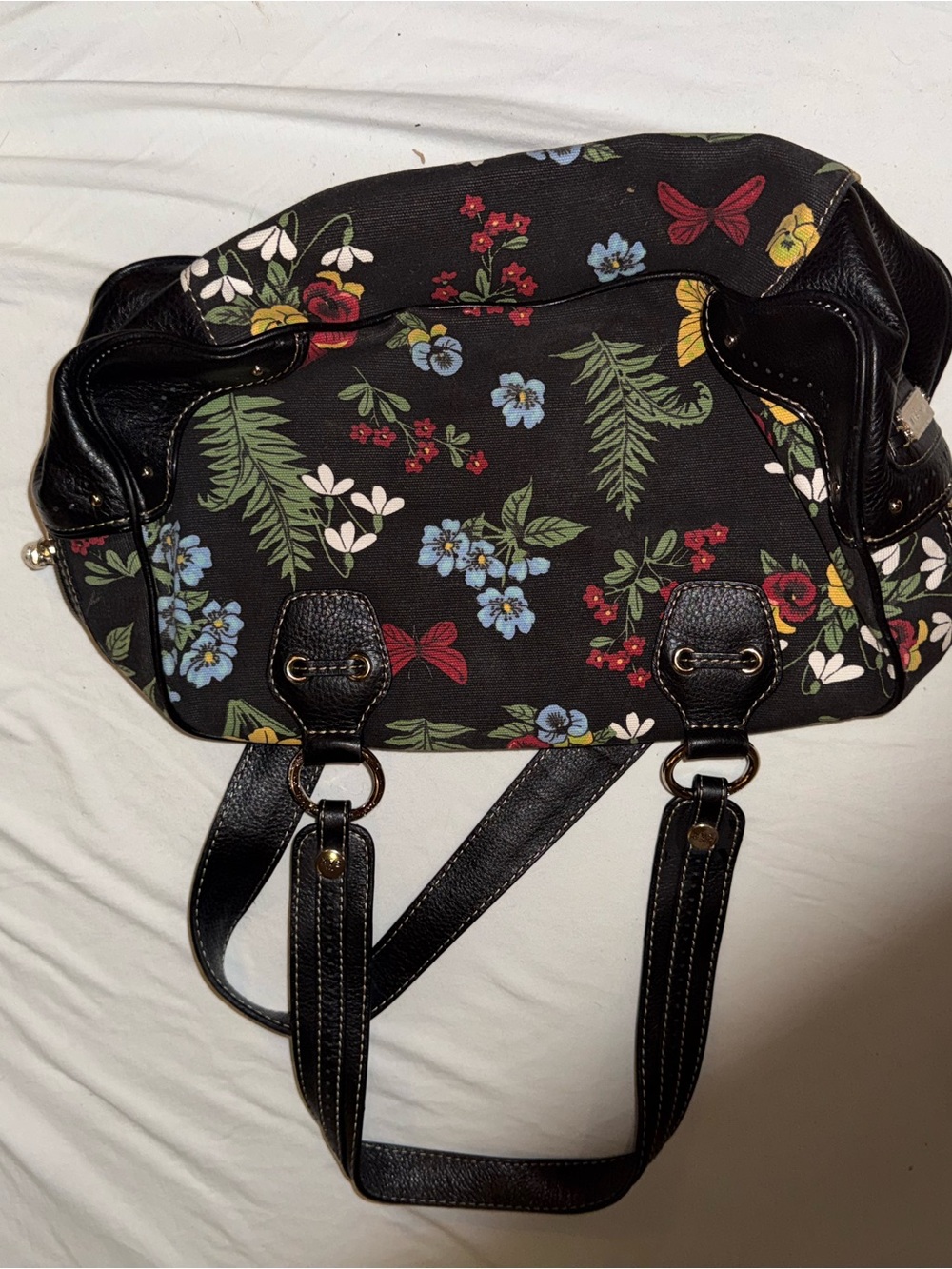 The Sak Black Floral Shoulder Bag with Multicolor Print
